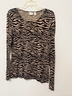 Chicos Animal Print Knit Top, size 0 (6)